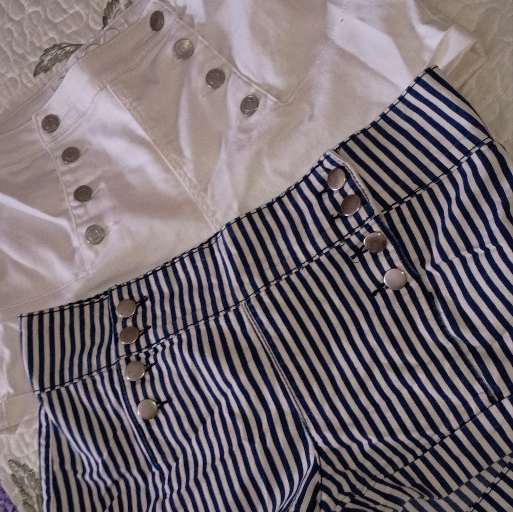 Vintage Y2K High Waisted Mini Daisy Dukes Booty Shorts Sailor 30 10